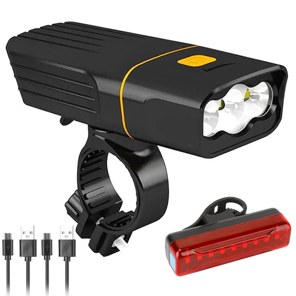 USB Rechargeable Bike Headlight & Taillight Set