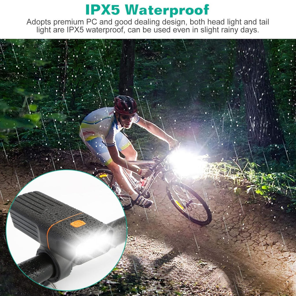 USB Rechargeable Bike Headlight & Taillight Set