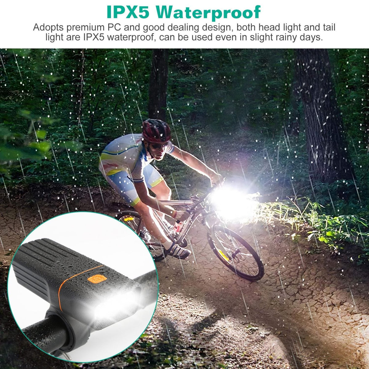 USB Rechargeable Bike Headlight & Taillight Set