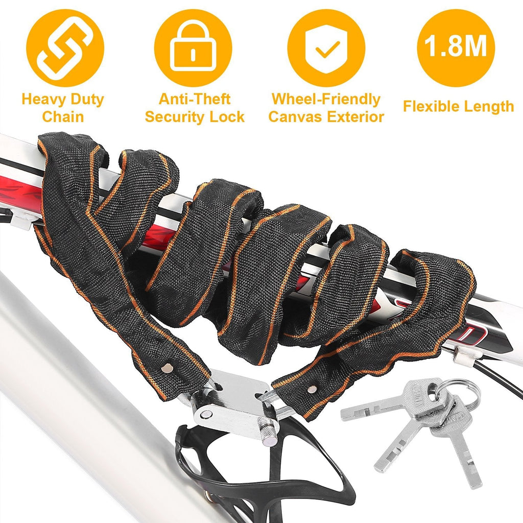 Heavy-Duty 1.8M Bike Chain Lock with 3 Keys
