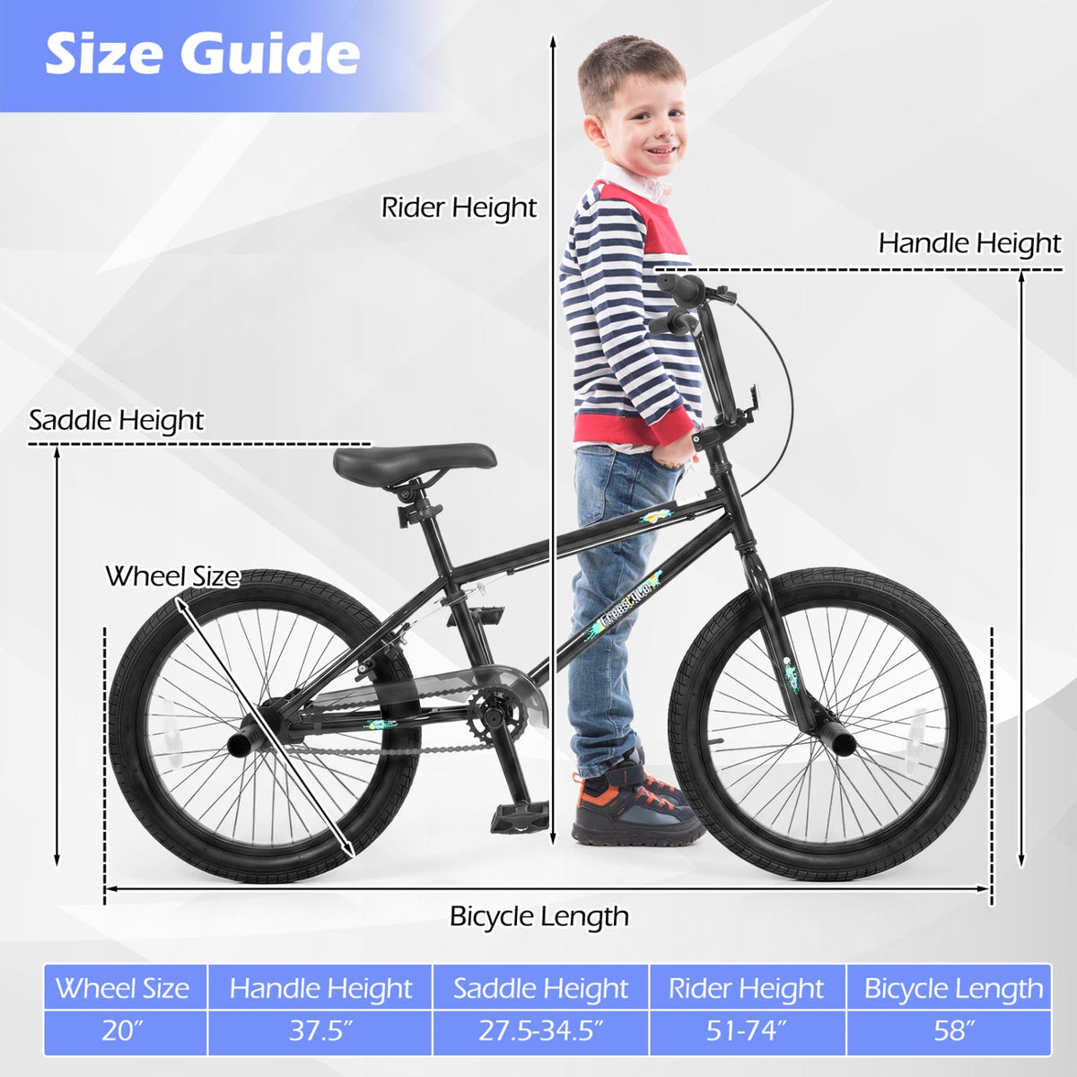 20-Inch BMX Trick Bike with 360° Steering