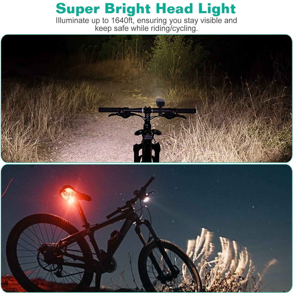 USB Rechargeable Bike Headlight & Taillight Set