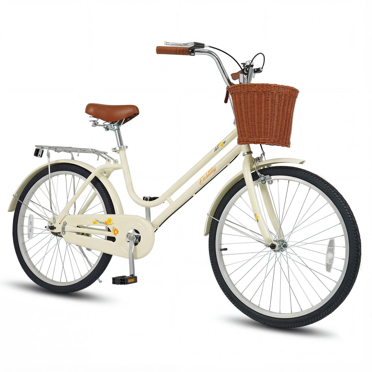 24/26-Inch Beach Cruiser with Basket & Rear Rack