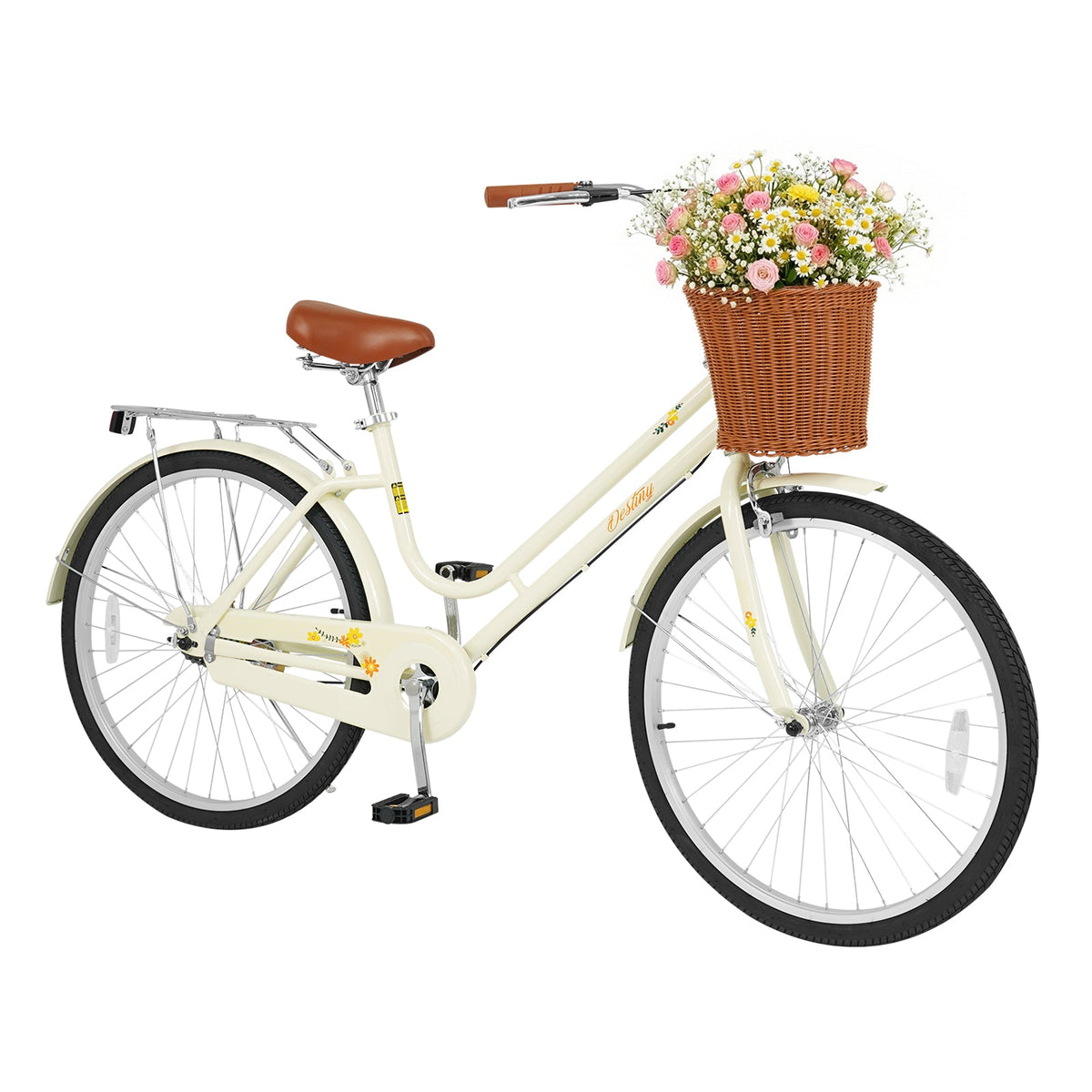 24/26-Inch Beach Cruiser with Basket & Rear Rack