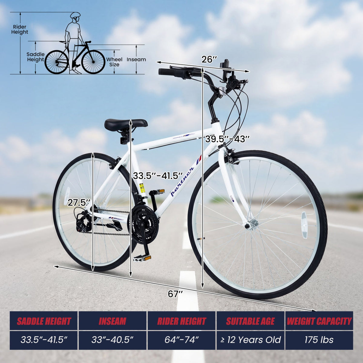 700C 18-Speed Shimano Hybrid City Bike