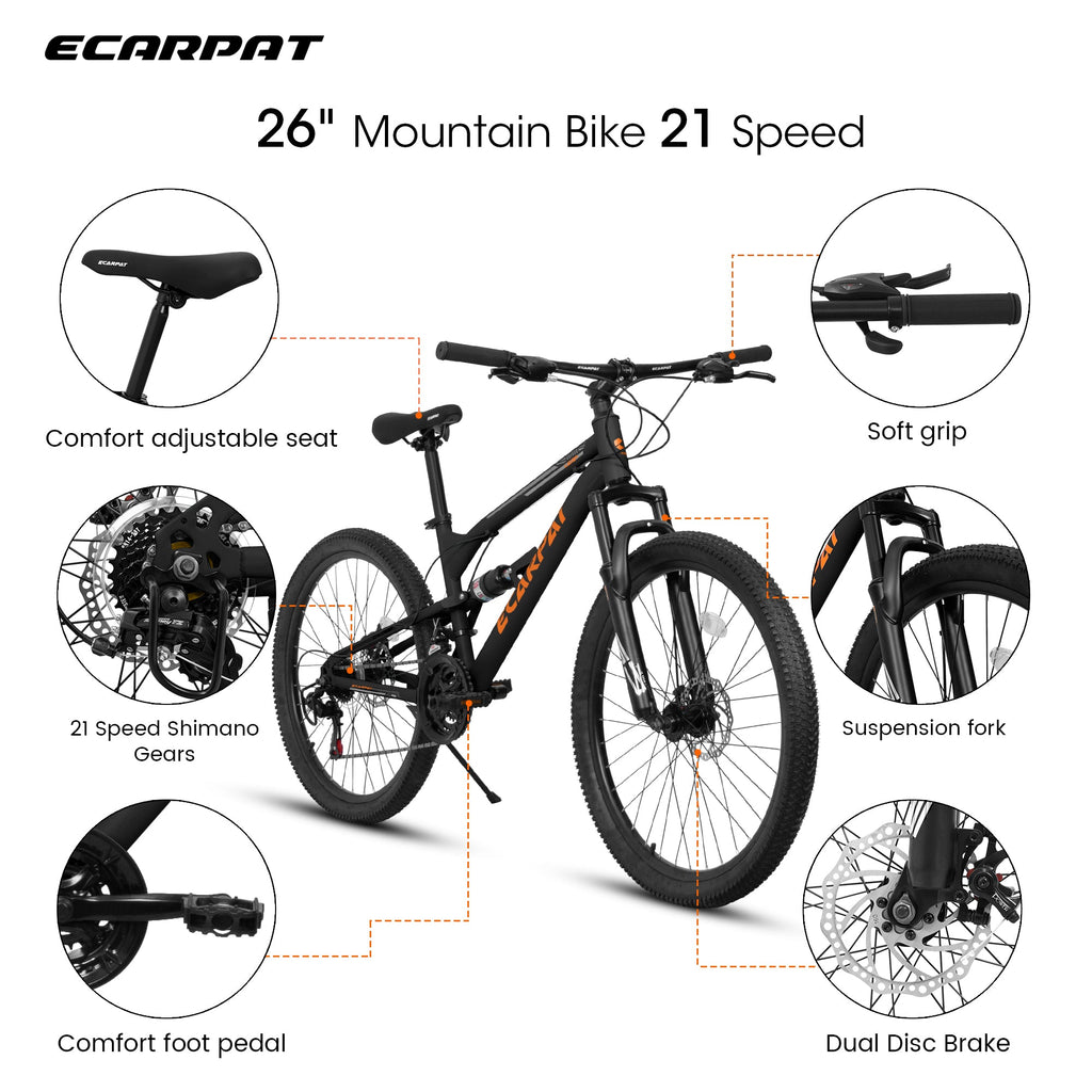 26-Inch 21-Speed Dual-Suspension Mountain Bike