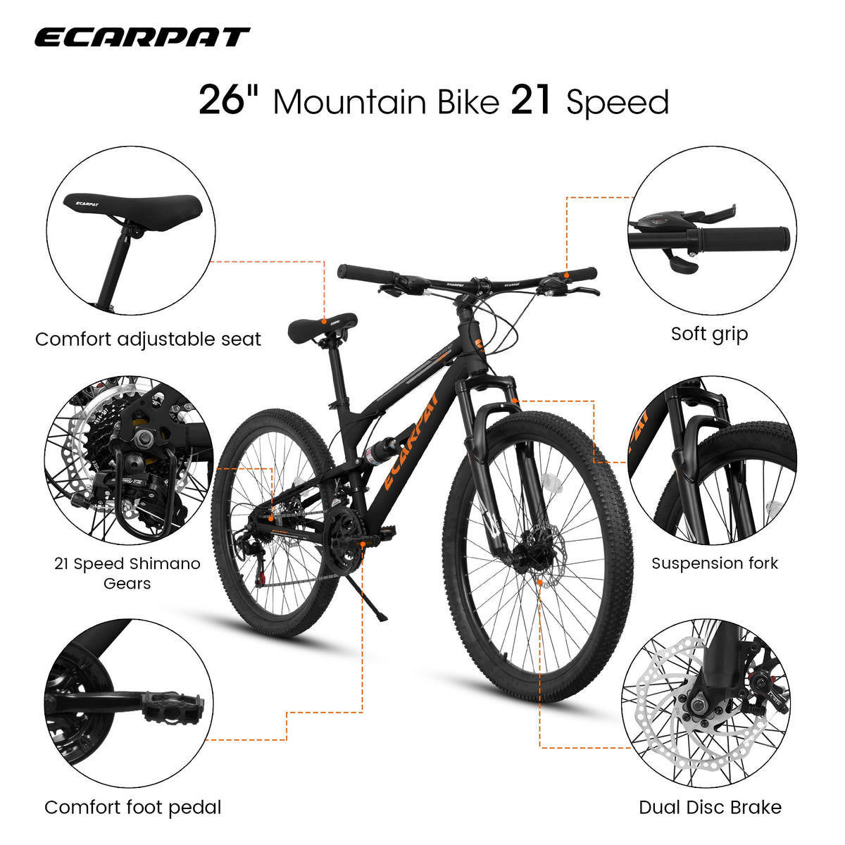 26-Inch 21-Speed Dual-Suspension Mountain Bike