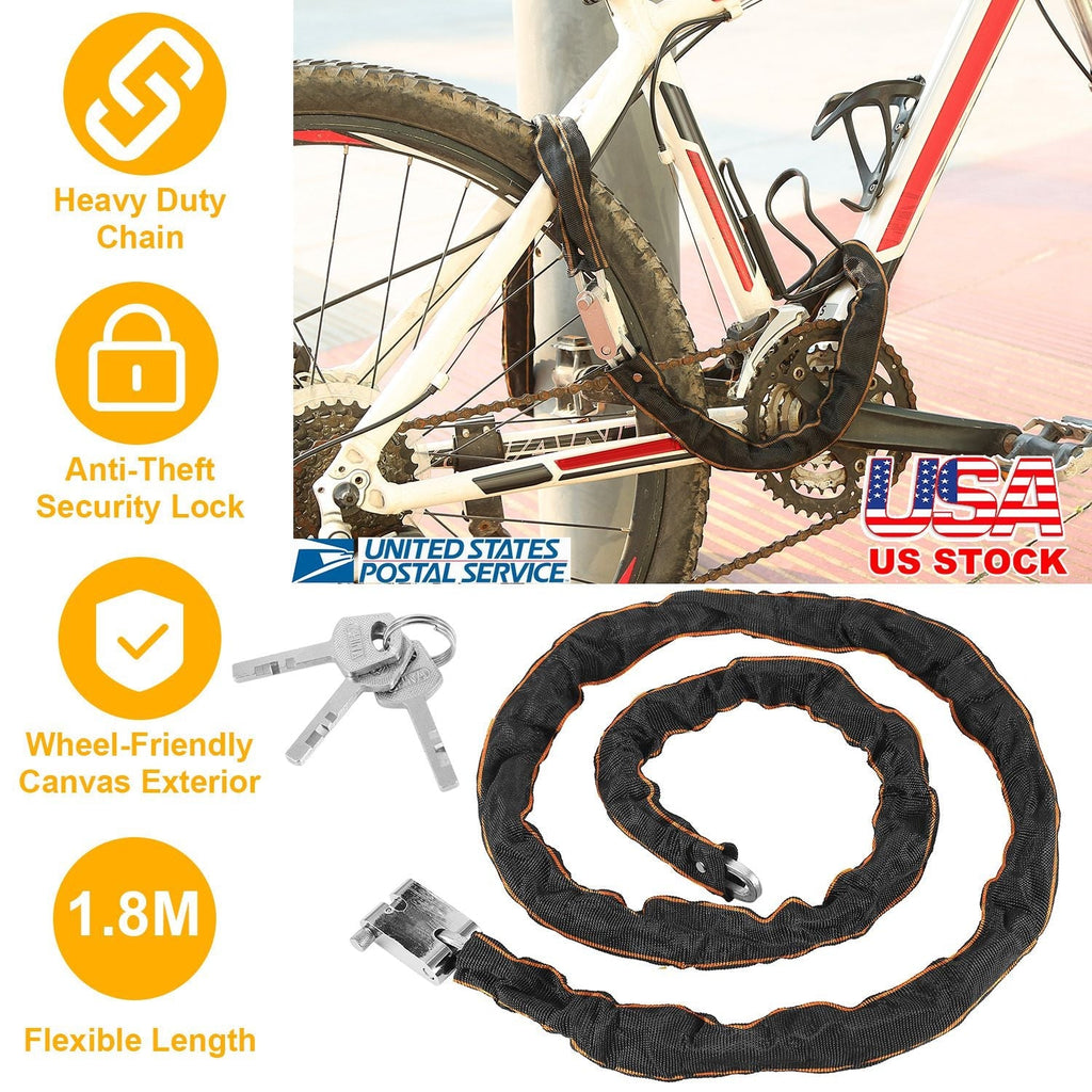 Heavy-Duty 1.8M Bike Chain Lock with 3 Keys