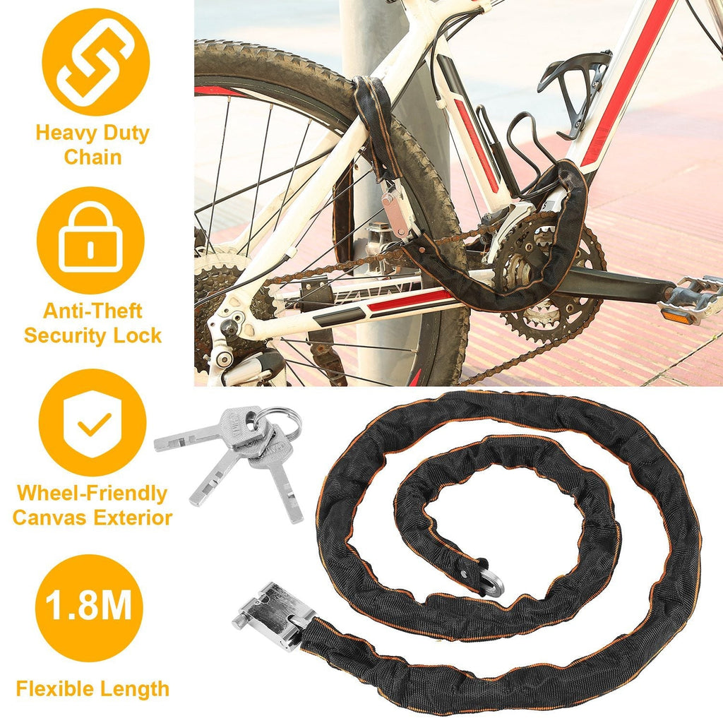 Heavy-Duty 1.8M Bike Chain Lock with 3 Keys