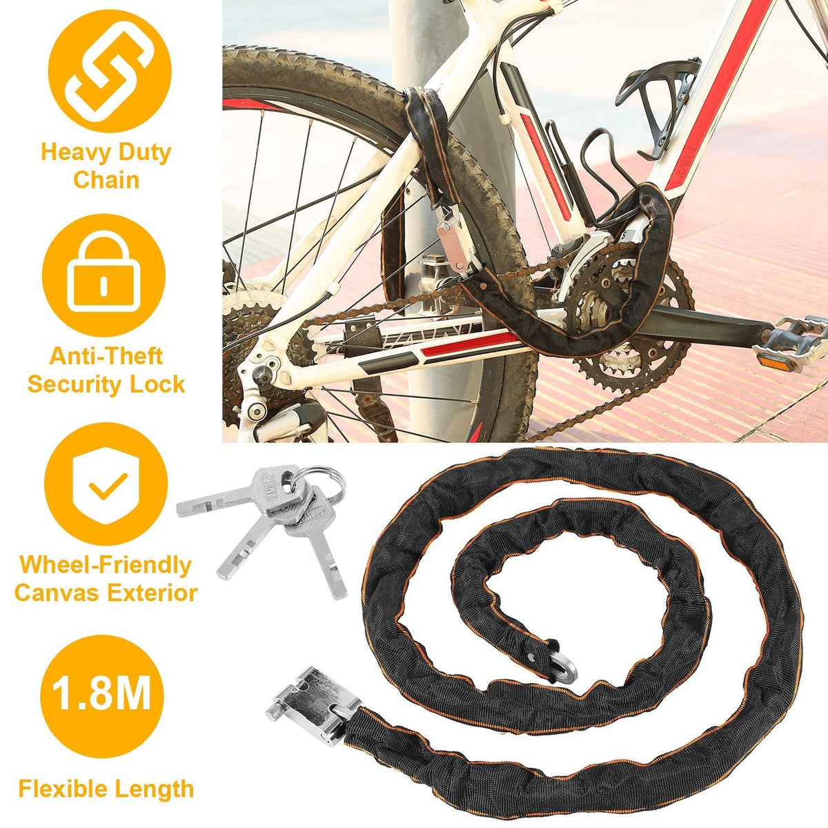 Heavy-Duty 1.8M Bike Chain Lock with 3 Keys