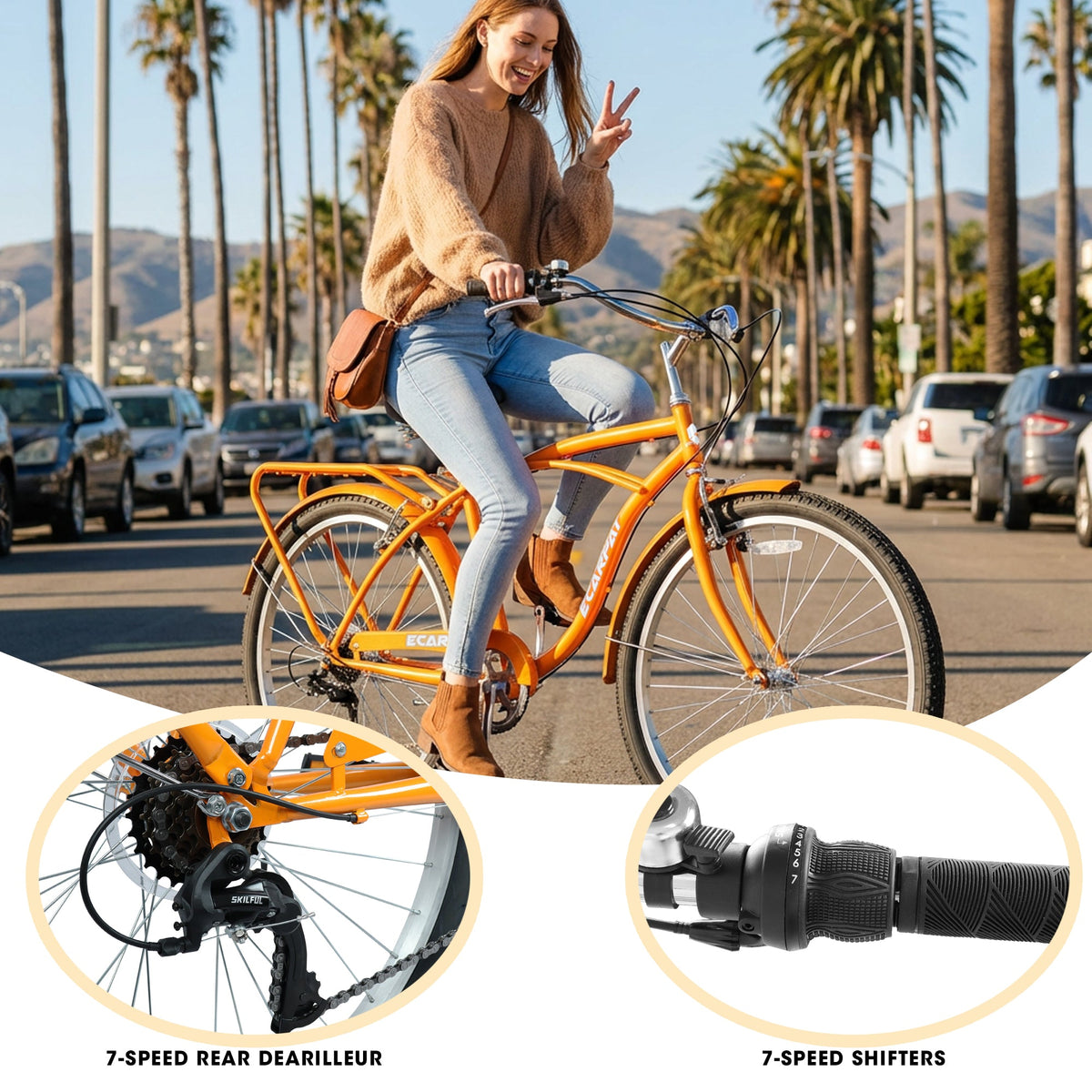 26-Inch 7-Speed Step-Through Beach Cruiser
