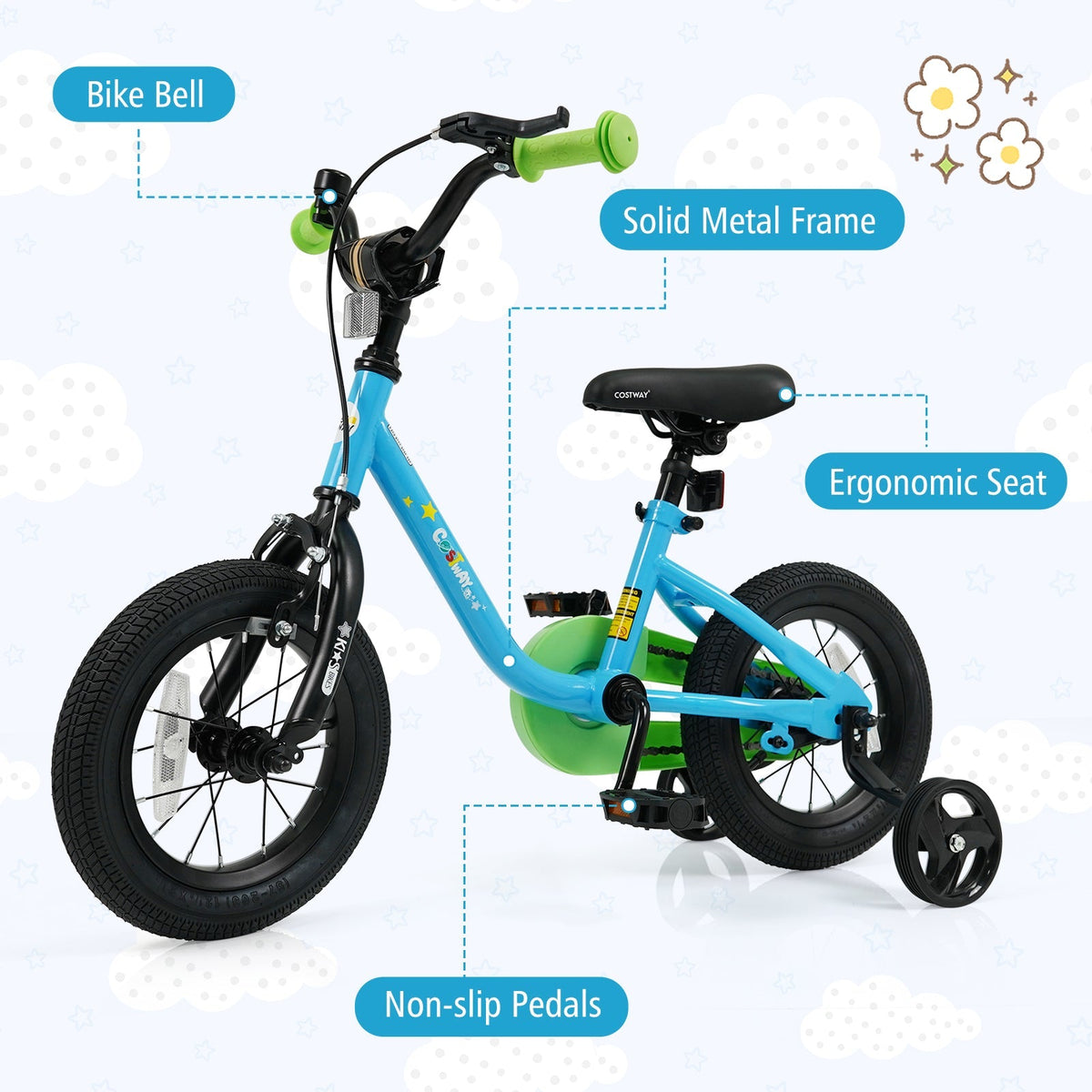 Kids 12/14/16-Inch Bicycle — Blue
