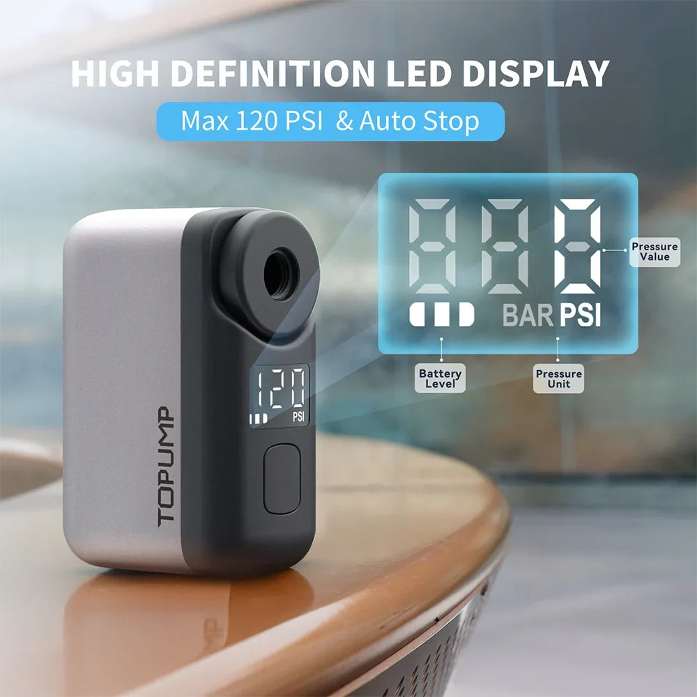 TOPUMP TB2 PRO 120 PSI Mini Electric Bike Pump