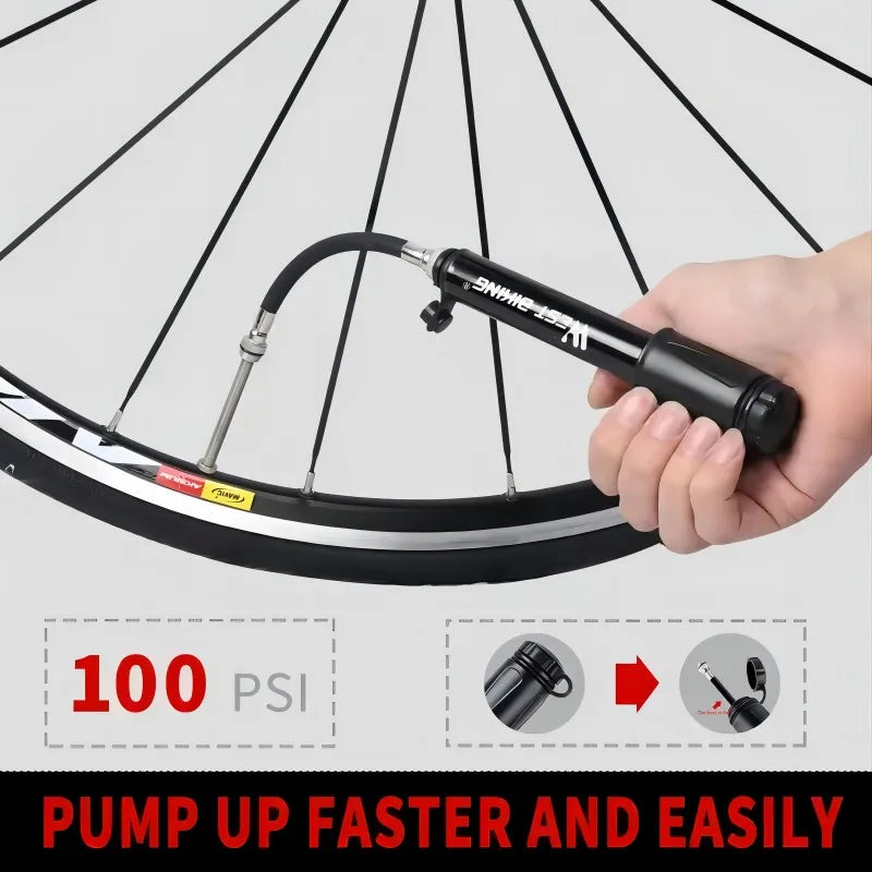 WEST BIKING 100 PSI Mini Aluminum Bike Pump