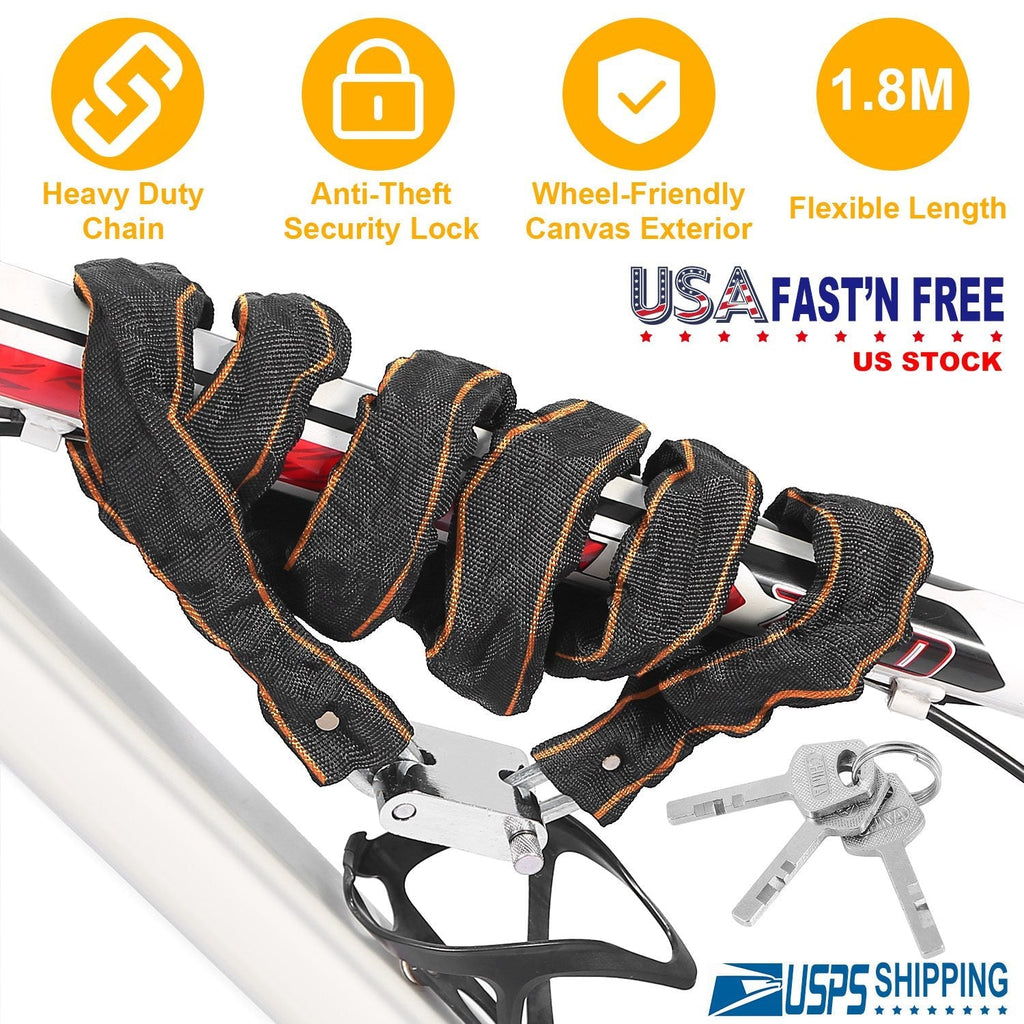 Heavy-Duty 1.8M Bike Chain Lock with 3 Keys