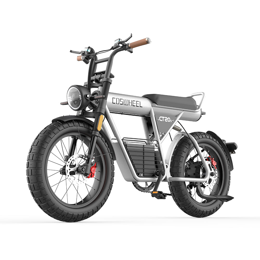 COSWHEEL CT20S silver fat-tire electric bike white background