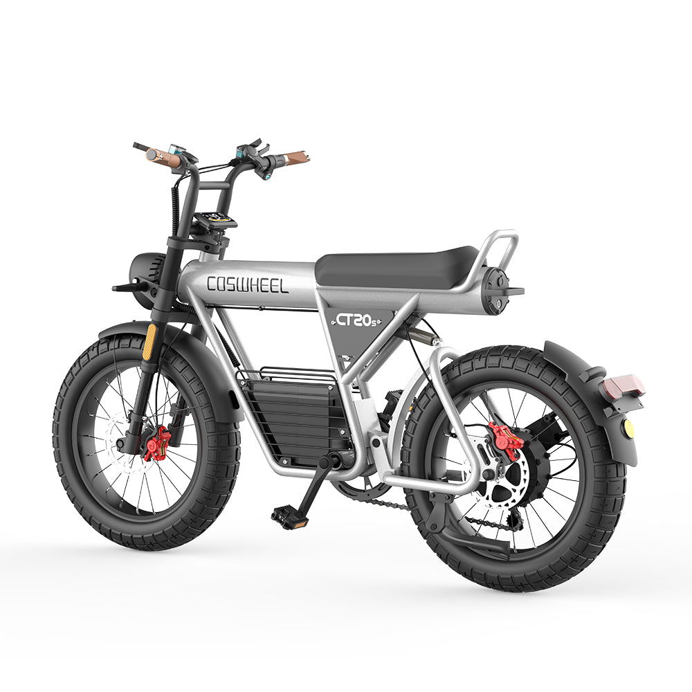 COSWHEEL CT20S silver electric bike white background angle
