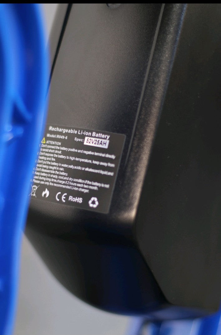 OWAY RUSH 52V 25Ah rechargeable lithium-ion battery label